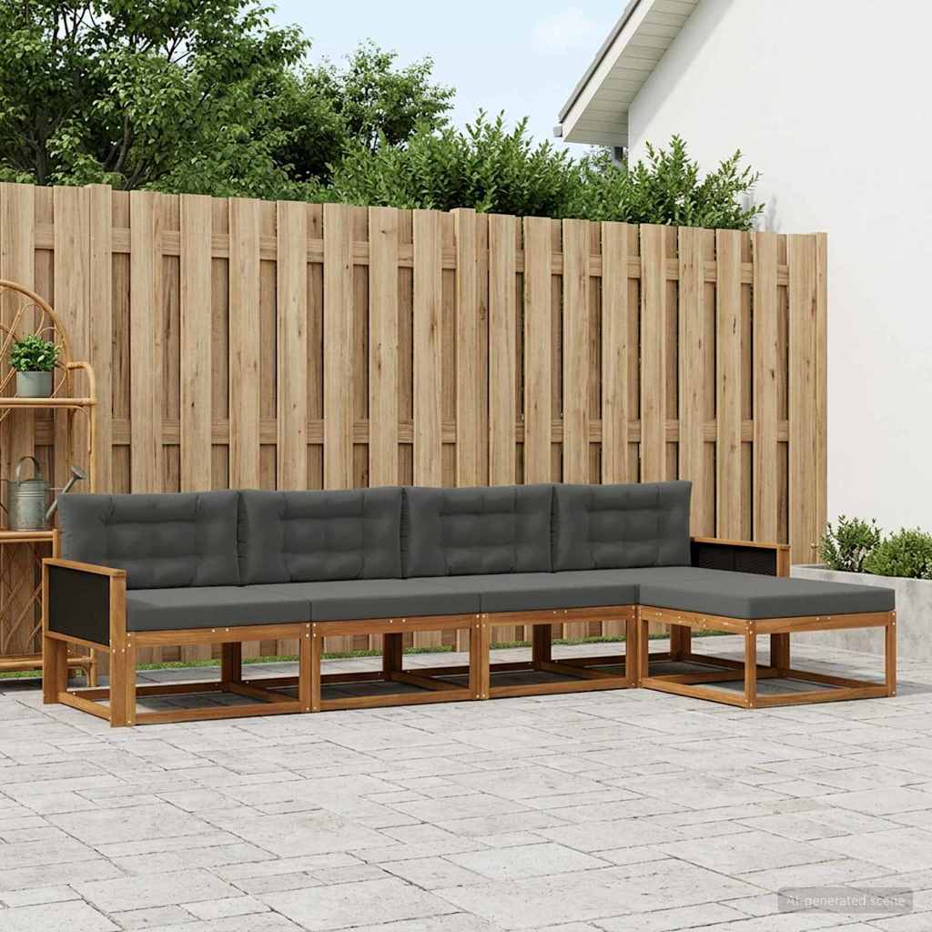 vidaXL Zestaw sof na zewnątrz 5 pcs Naturalny i Antracytowy