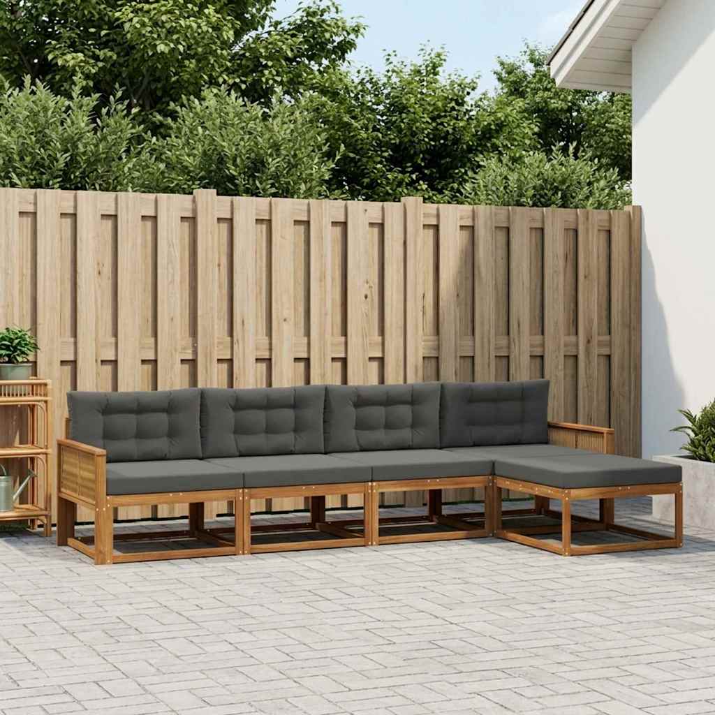 vidaXL Zestaw sof na zewnątrz z poduszką 5 pcs Naturalny i Antracytowy