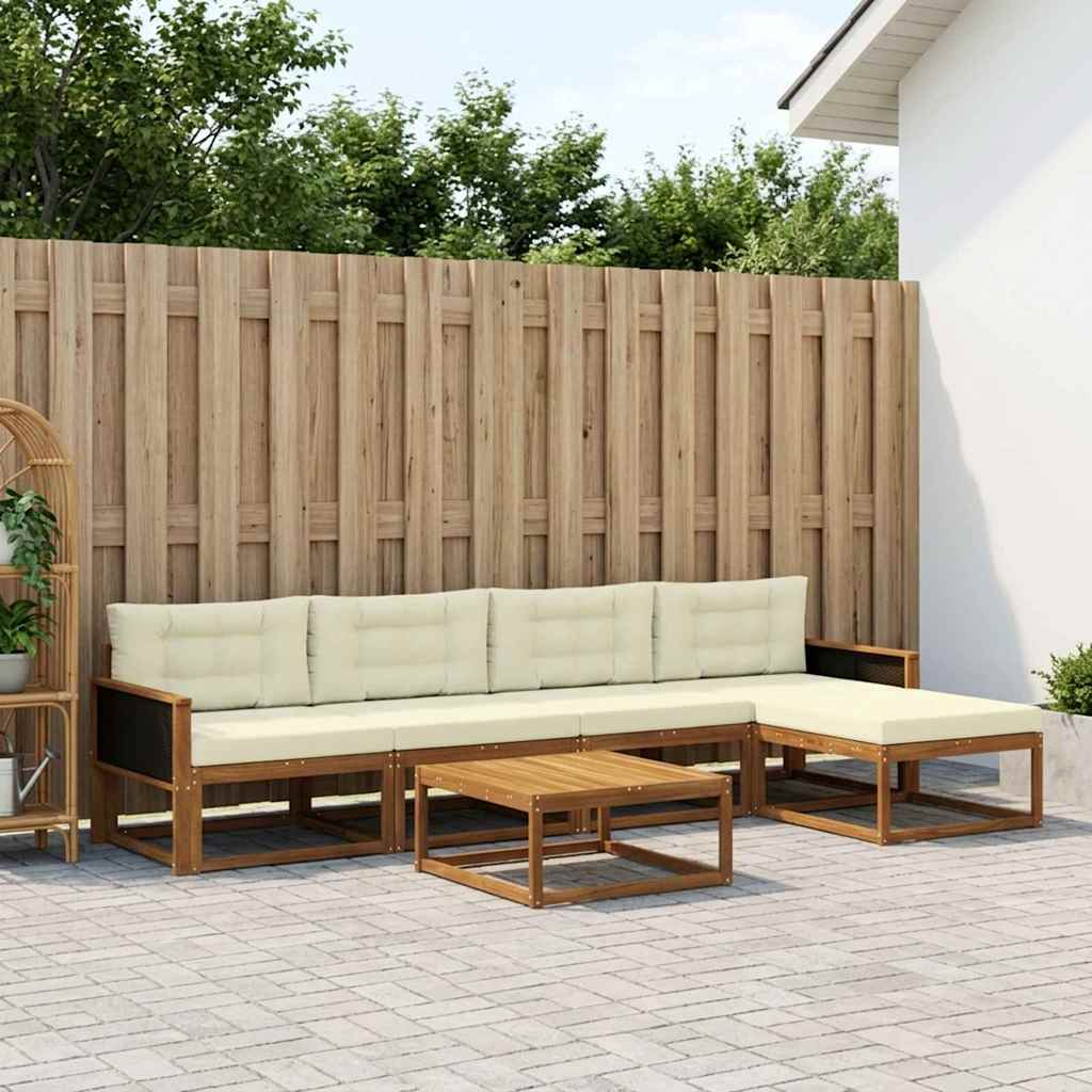 vidaXL Zestaw sof na zewnątrz z poduszką 6 pcs Naturalny i Kremowy