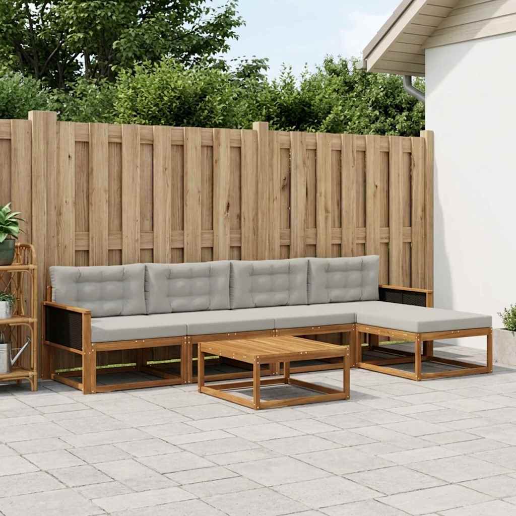 vidaXL Zestaw sof na zewnątrz z poduszką 6 pcs Naturalny i jasnoszary