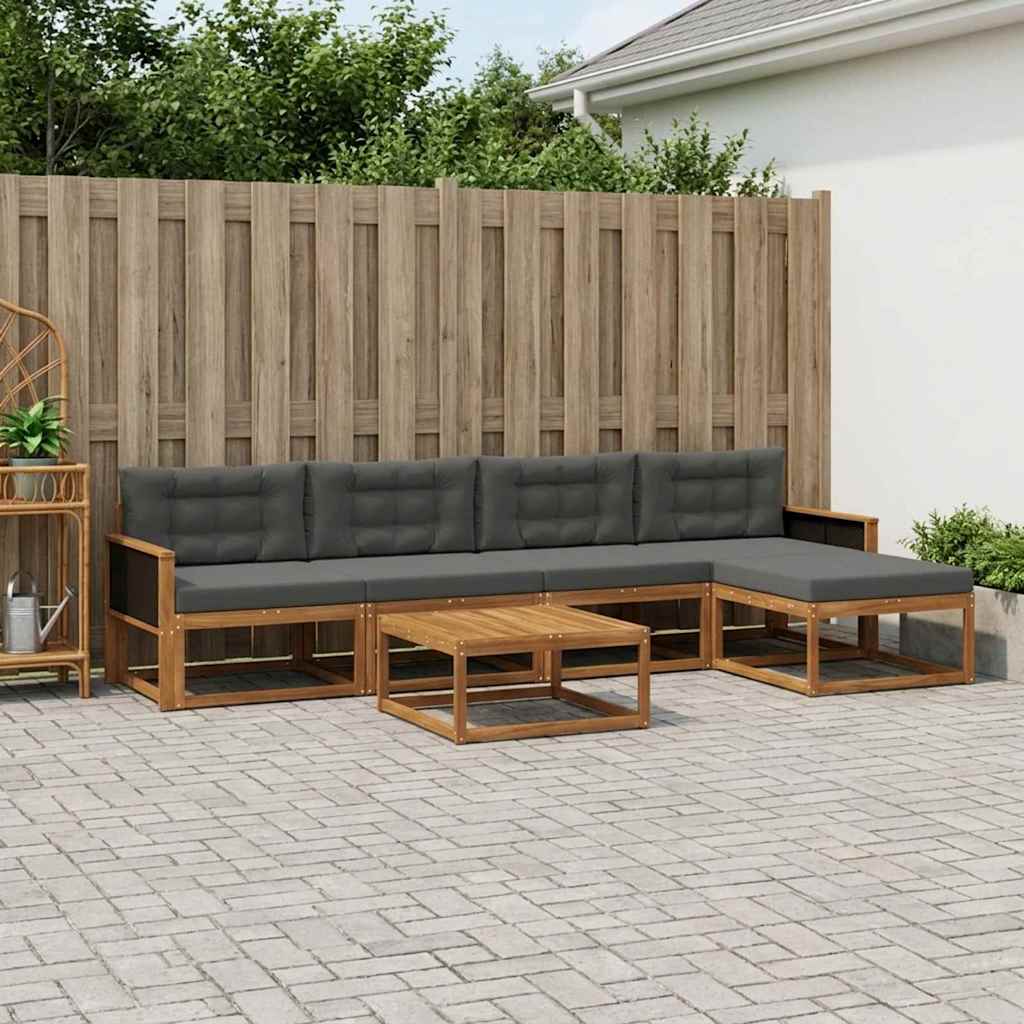 vidaXL Zestaw sof na zewnątrz z poduszką 6 pcs Naturalny i Antracytowy