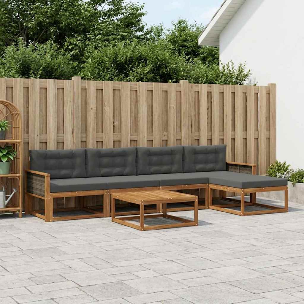 vidaXL Zestaw sof na zewnątrz z poduszką 6 pcs Naturalny i Antracytowy
