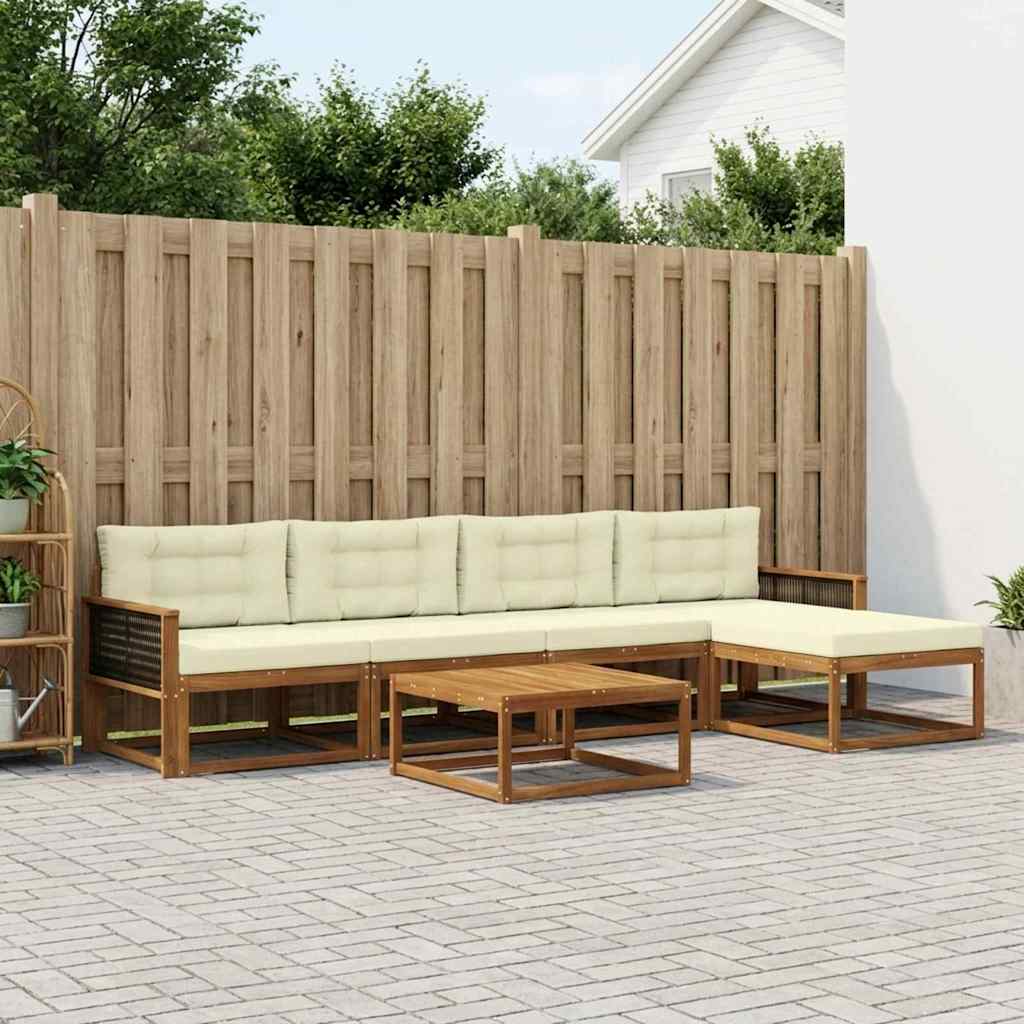 vidaXL Zestaw sof na zewnątrz z poduszką 6 pcs Naturalny i Kremowy