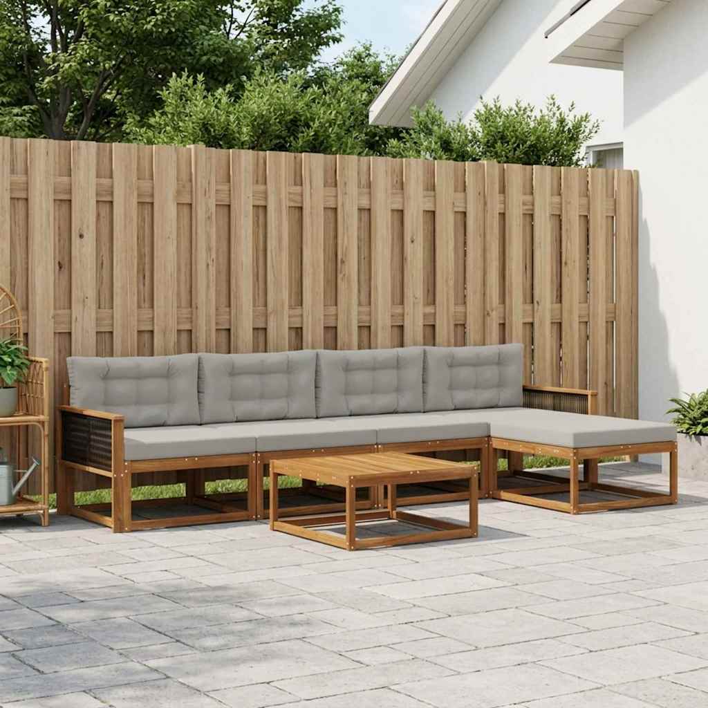 vidaXL Zestaw sof na zewnątrz z poduszką 6 pcs Naturalny i jasnoszary