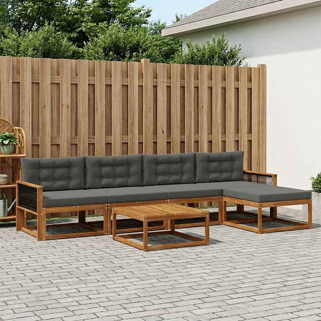 vidaXL Zestaw sof na zewnątrz z poduszką 6 pcs Naturalny i Antracytowy