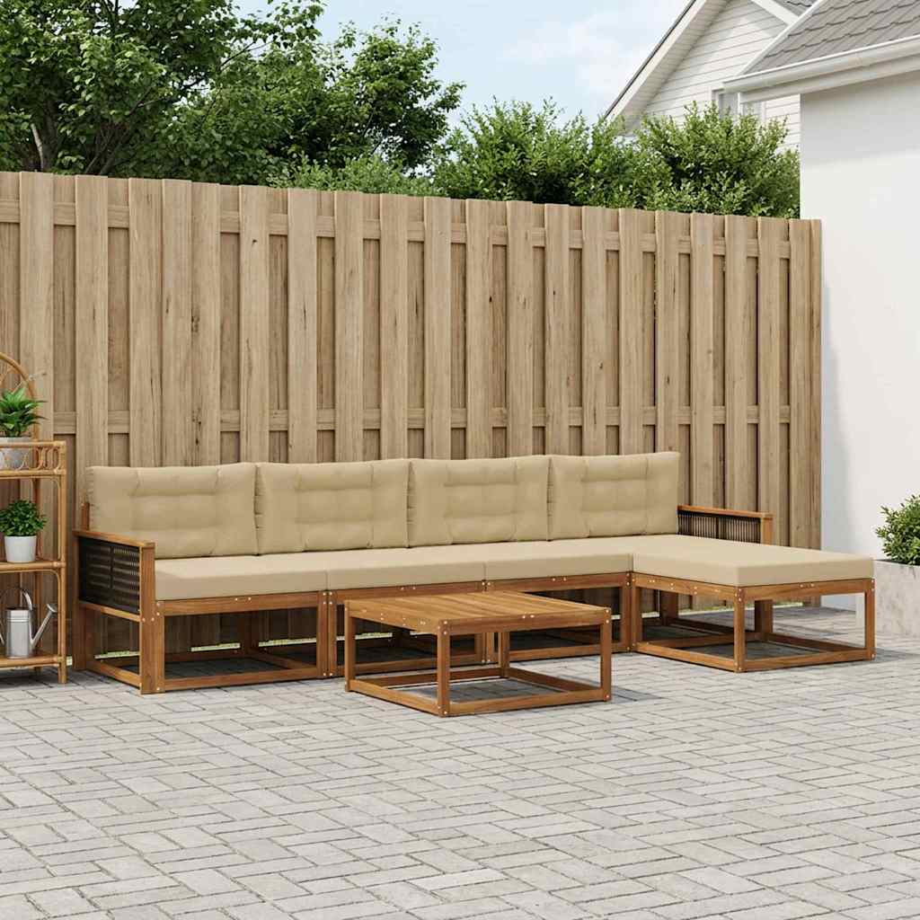 vidaXL Zestaw sof na zewnątrz z poduszką 6 pcs Naturalny i Beżowy
