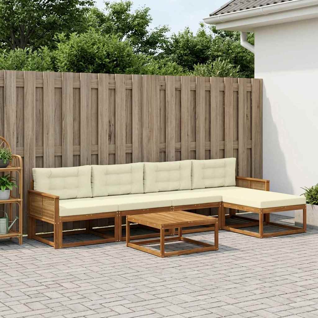 vidaXL Zestaw sof na zewnątrz z poduszką 6 pcs Naturalny i Kremowy