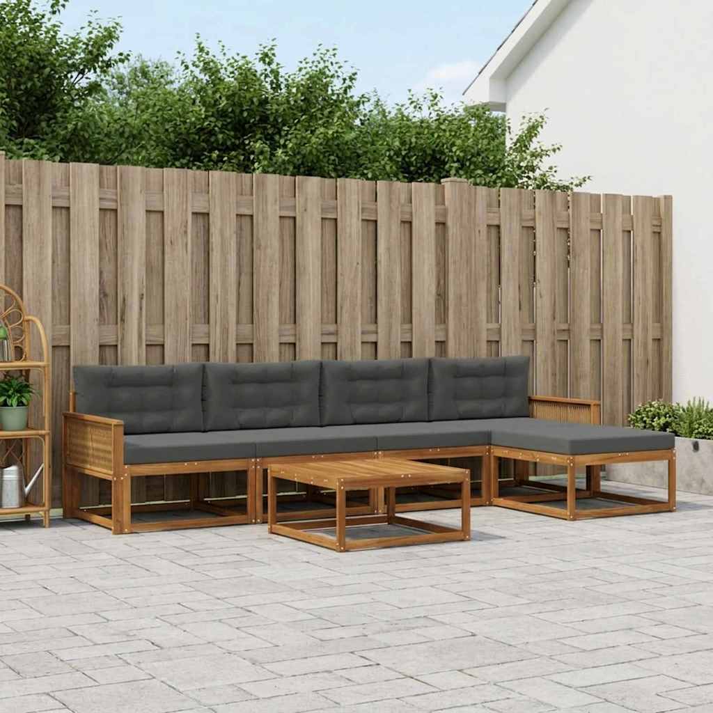vidaXL Zestaw sof na zewnątrz z poduszką 6 pcs Naturalny i Antracytowy