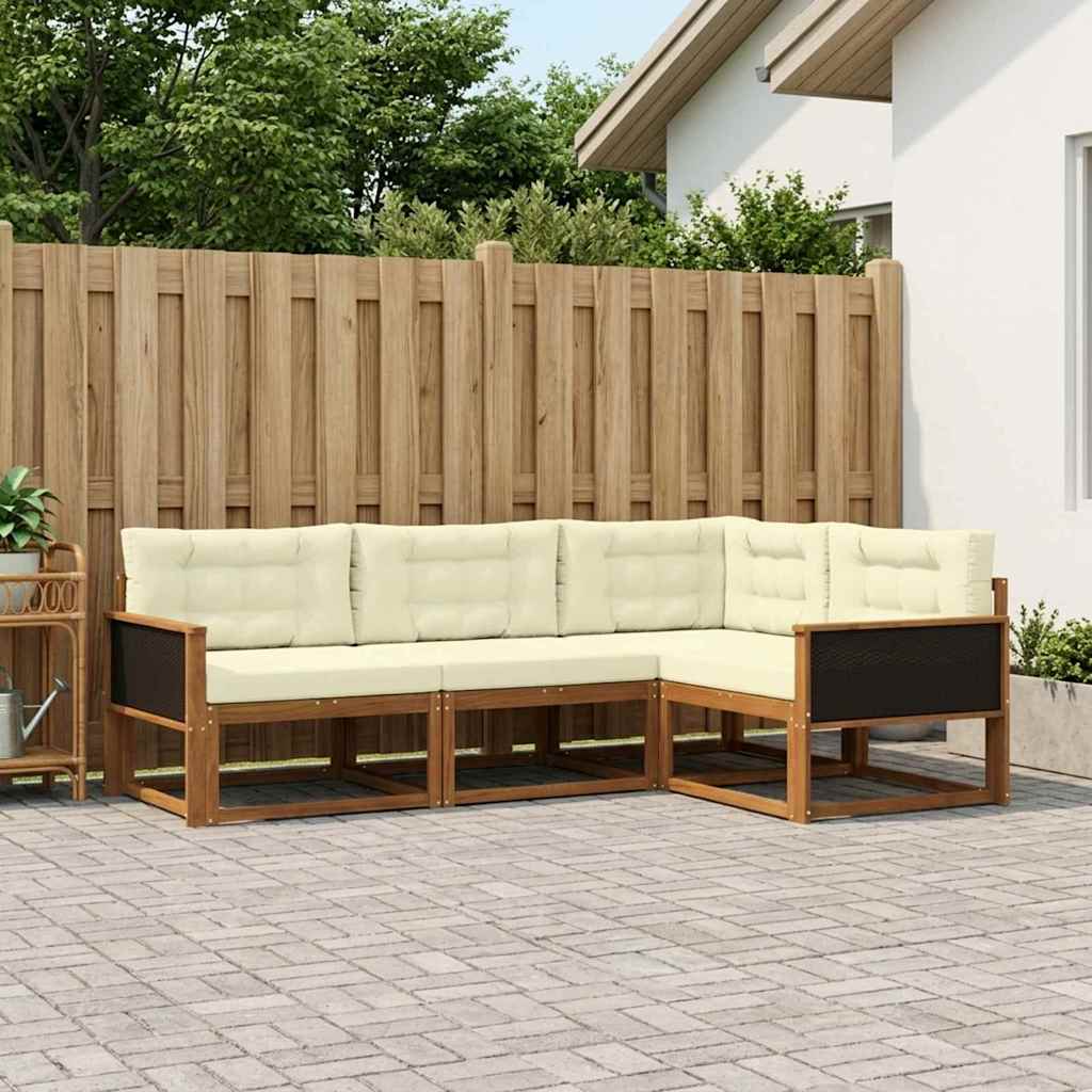 vidaXL Zestaw sof na zewnątrz z poduszką 4 pcs Naturalny i Kremowy