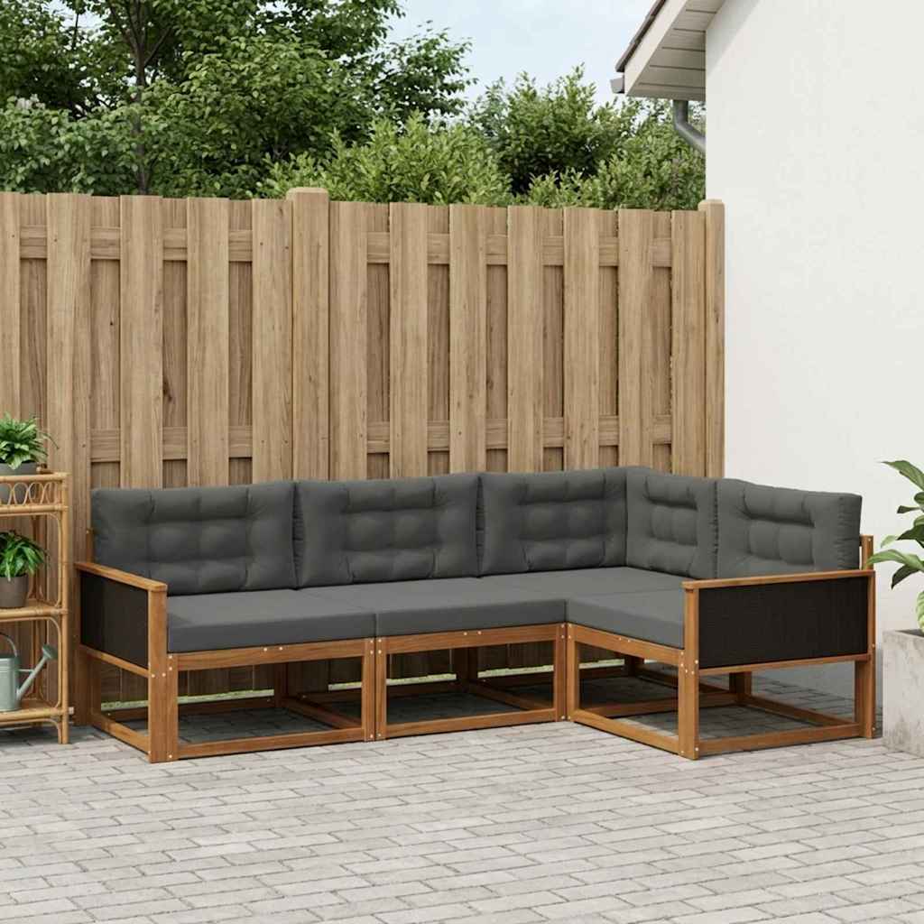 vidaXL Zestaw sof na zewnątrz z poduszką 4 pcs Naturalny i Antracytowy