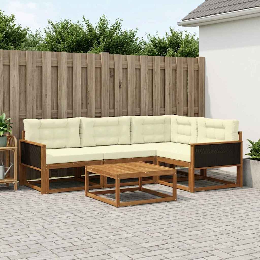 vidaXL Zestaw sof na zewnątrz 5 pcs Naturalny i Kremowy