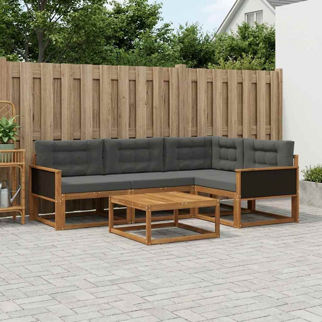 vidaXL Zestaw sof na zewnątrz z poduszką 5 pcs Naturalny i Antracytowy