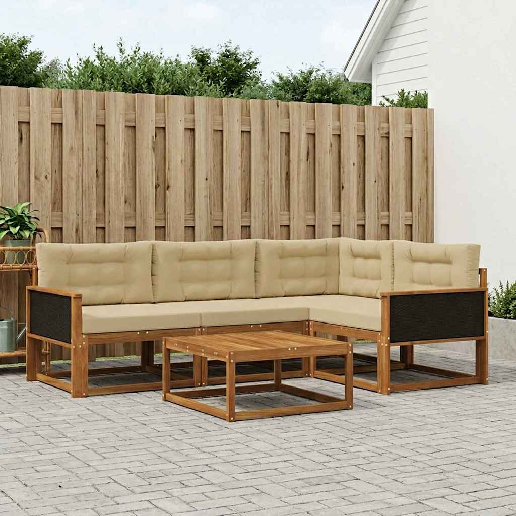 vidaXL Zestaw sof na zewnątrz z poduszką 5 pcs Naturalny i Beżowy