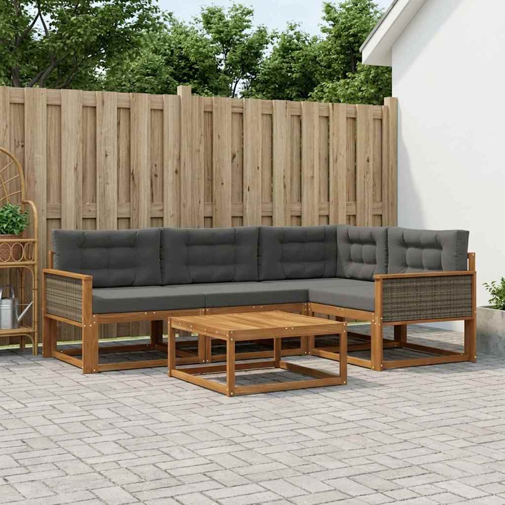 vidaXL Zestaw sof na zewnątrz z poduszką 5 pcs Naturalny i Antracytowy