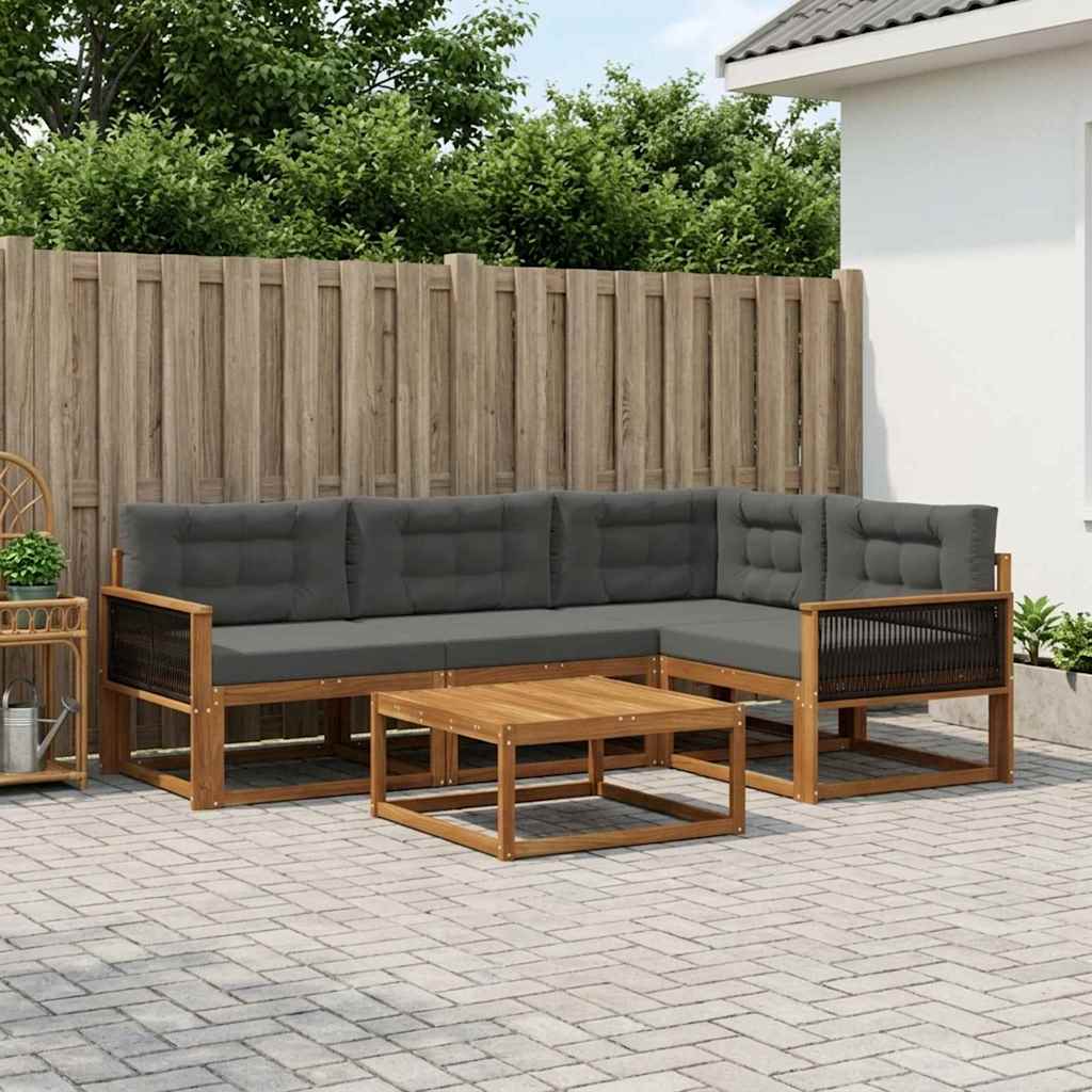 vidaXL Zestaw sof na zewnątrz z poduszką 5 pcs Naturalny i Antracytowy