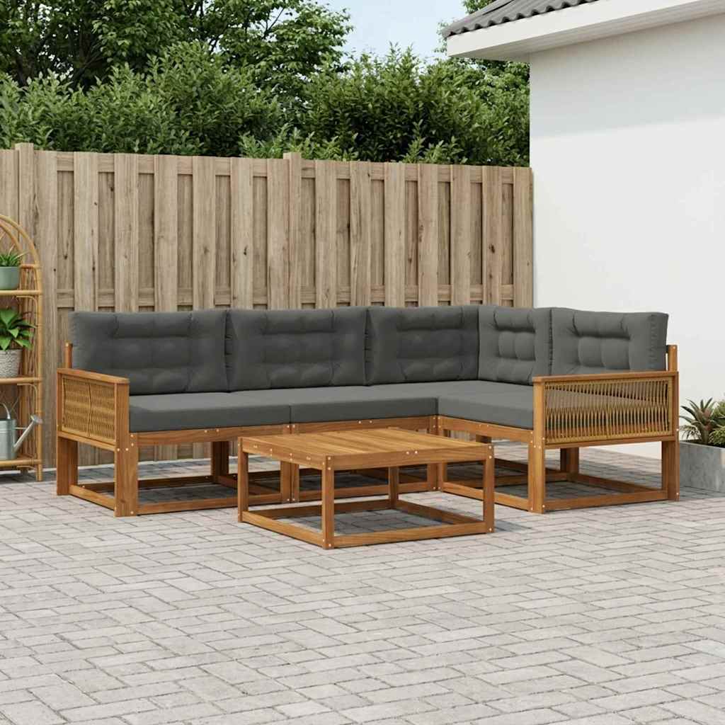 vidaXL Zestaw sof na zewnątrz z poduszką 5 pcs Naturalny i Antracytowy