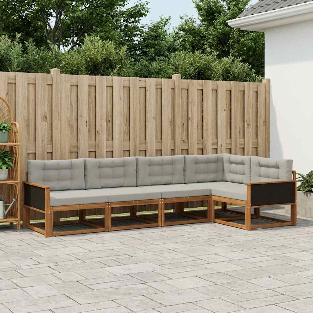 vidaXL Zestaw sof na zewnątrz 5 pcs Naturalny i jasnoszary