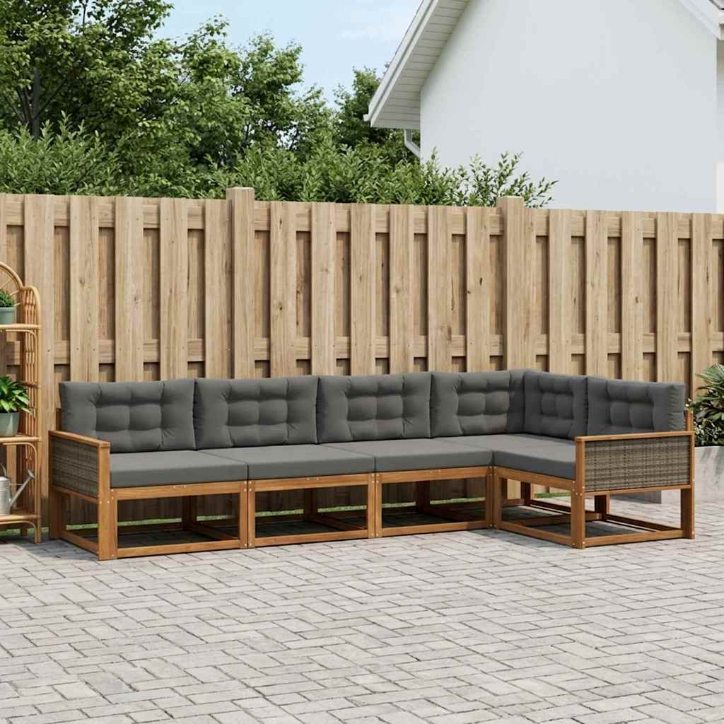 vidaXL Zestaw sof na zewnątrz 5 pcs Naturalny i Antracytowy