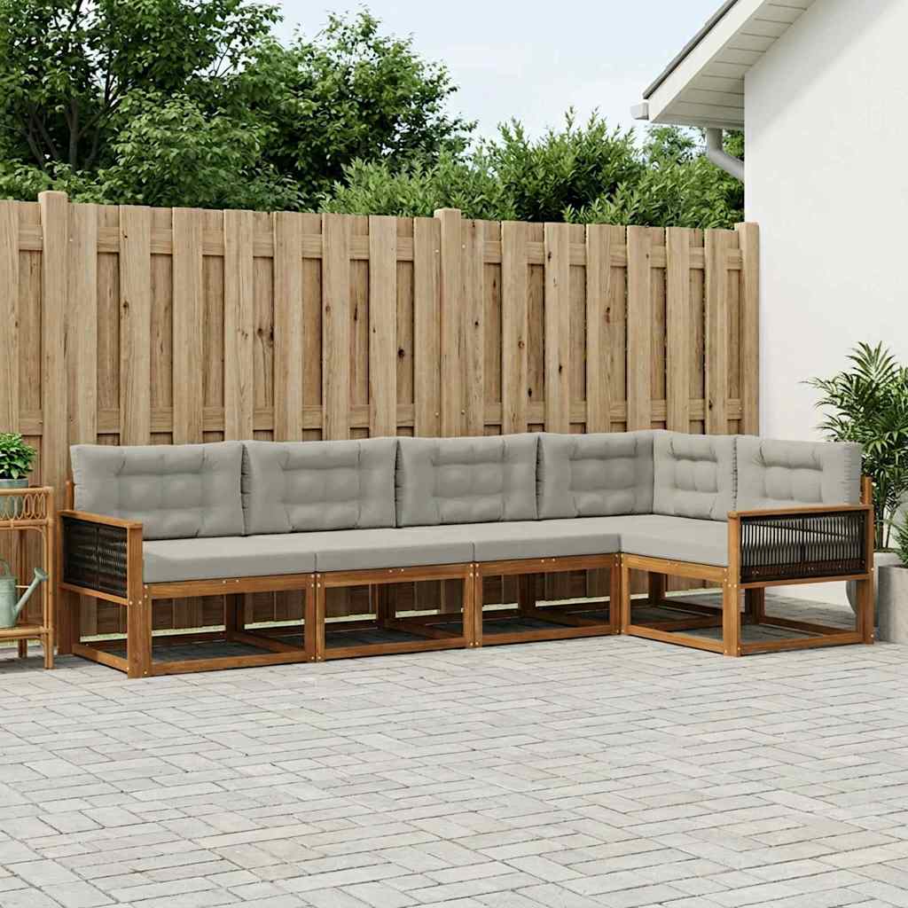 vidaXL Zestaw sof na zewnątrz 5 pcs Naturalny i jasnoszary