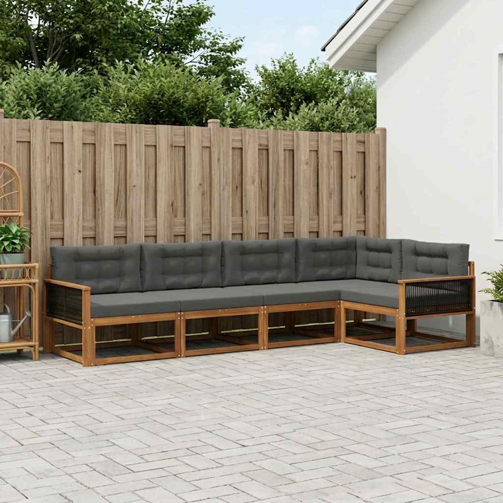 vidaXL Zestaw sof na zewnątrz 5 pcs Naturalny i Antracytowy
