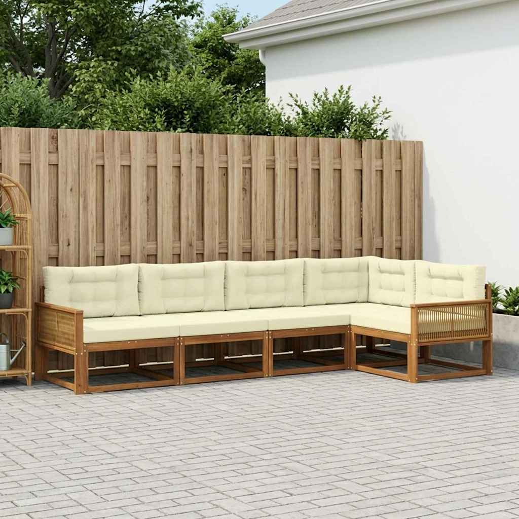vidaXL Zestaw sof na zewnątrz 5 pcs Naturalny i Kremowy