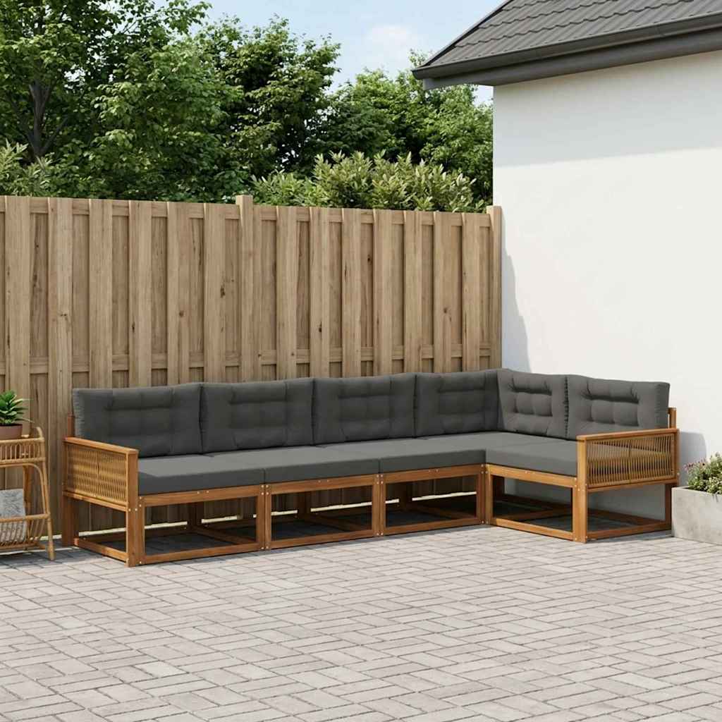 vidaXL Zestaw sof na zewnątrz 5 pcs Naturalny i Antracytowy