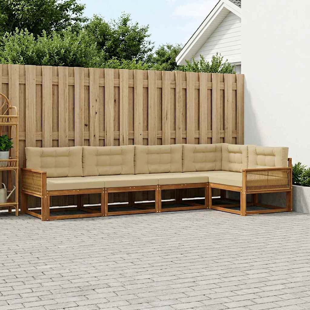 vidaXL Zestaw sof na zewnątrz 5 pcs Naturalny i Beżowy