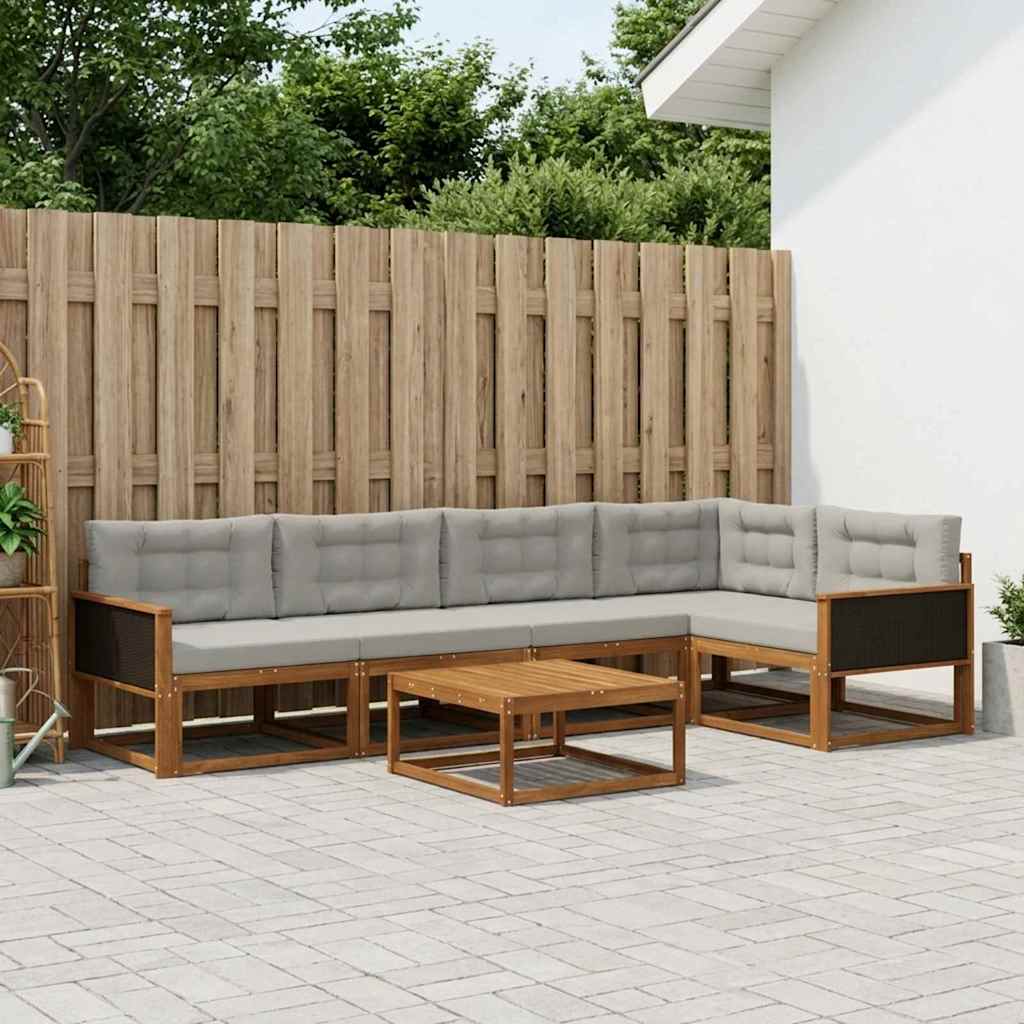 vidaXL Zestaw sof na zewnątrz 6 pcs Naturalny i jasnoszary