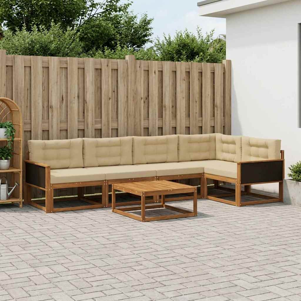 vidaXL Zestaw sof na zewnątrz z poduszką 6 pcs Naturalny i Beżowy