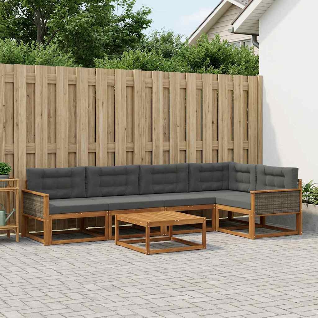 vidaXL Zestaw sof na zewnątrz z poduszką 6 pcs Naturalny i Antracytowy