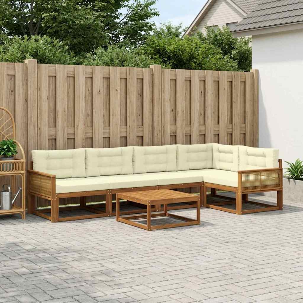 vidaXL Zestaw sof na zewnątrz z poduszką 6 pcs Naturalny i Kremowy