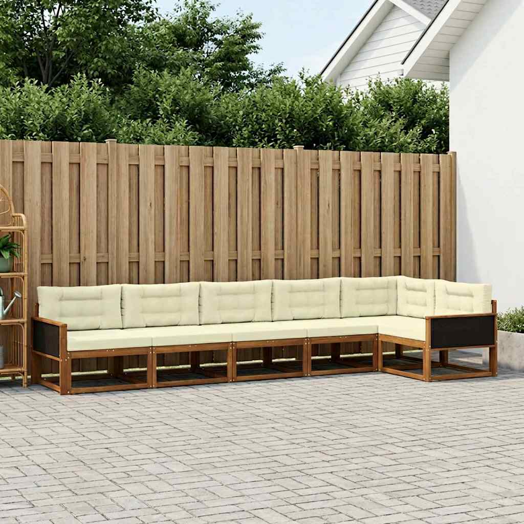 vidaXL Zestaw sof na zewnątrz z poduszką 6 pcs Naturalny i Kremowy