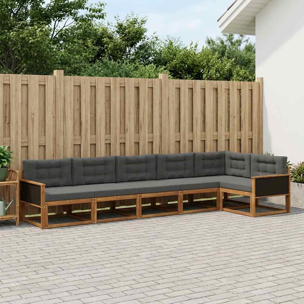 vidaXL Zestaw sof na zewnątrz z poduszką 6 pcs Naturalny i Antracytowy