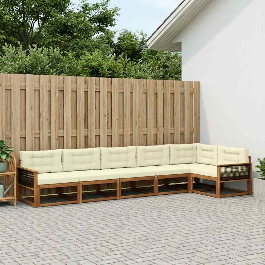 vidaXL Zestaw sof na zewnątrz z poduszką 6 pcs Naturalny i Kremowy