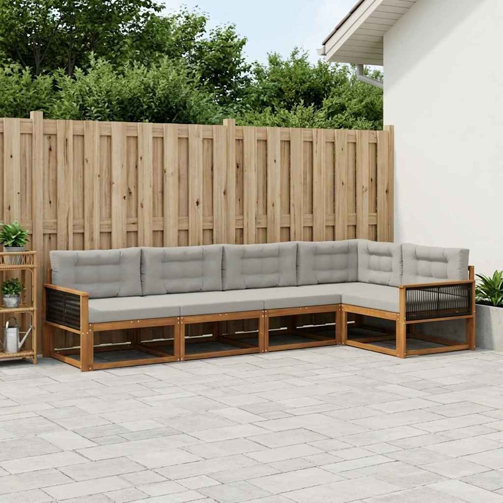 vidaXL Zestaw sof na zewnątrz z poduszką 6 pcs Naturalny i jasnoszary