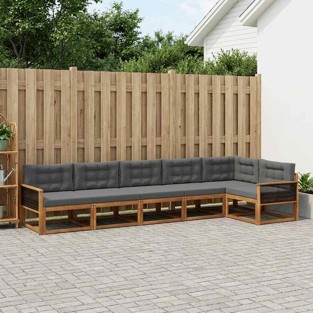 vidaXL Zestaw sof na zewnątrz 6 pcs Naturalny i Antracytowy