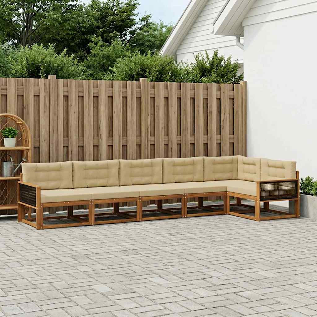 vidaXL Zestaw sof na zewnątrz z poduszką 6 pcs Naturalny i Beżowy