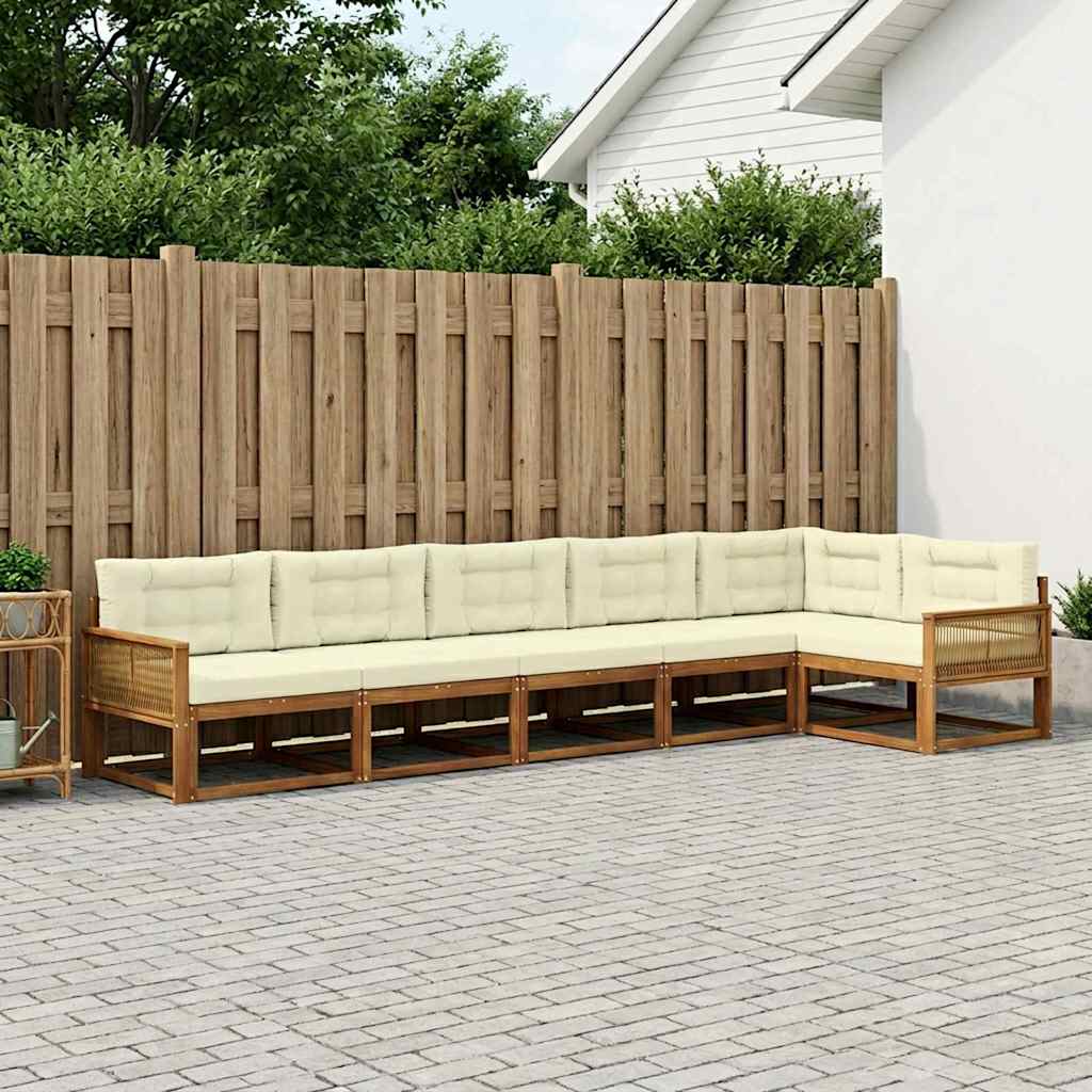 vidaXL Zestaw sof na zewnątrz z poduszką 6 pcs Naturalny i Kremowy