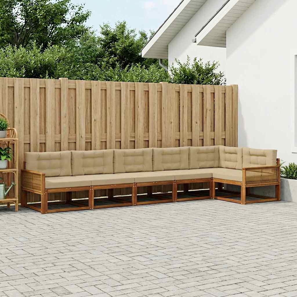 vidaXL Zestaw sof na zewnątrz z poduszką 6 pcs Naturalny i Beżowy