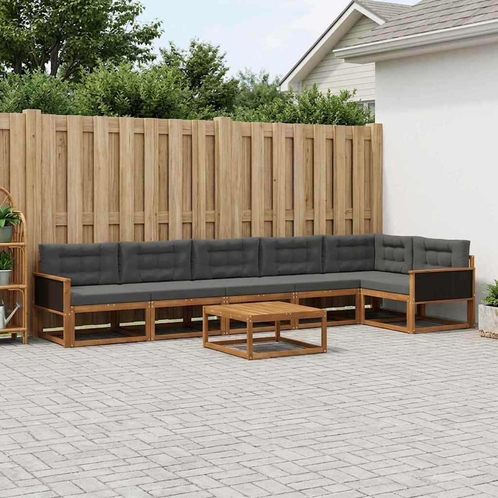 vidaXL Zestaw sof na zewnątrz z poduszką 7 pcs Naturalny i Antracytowy