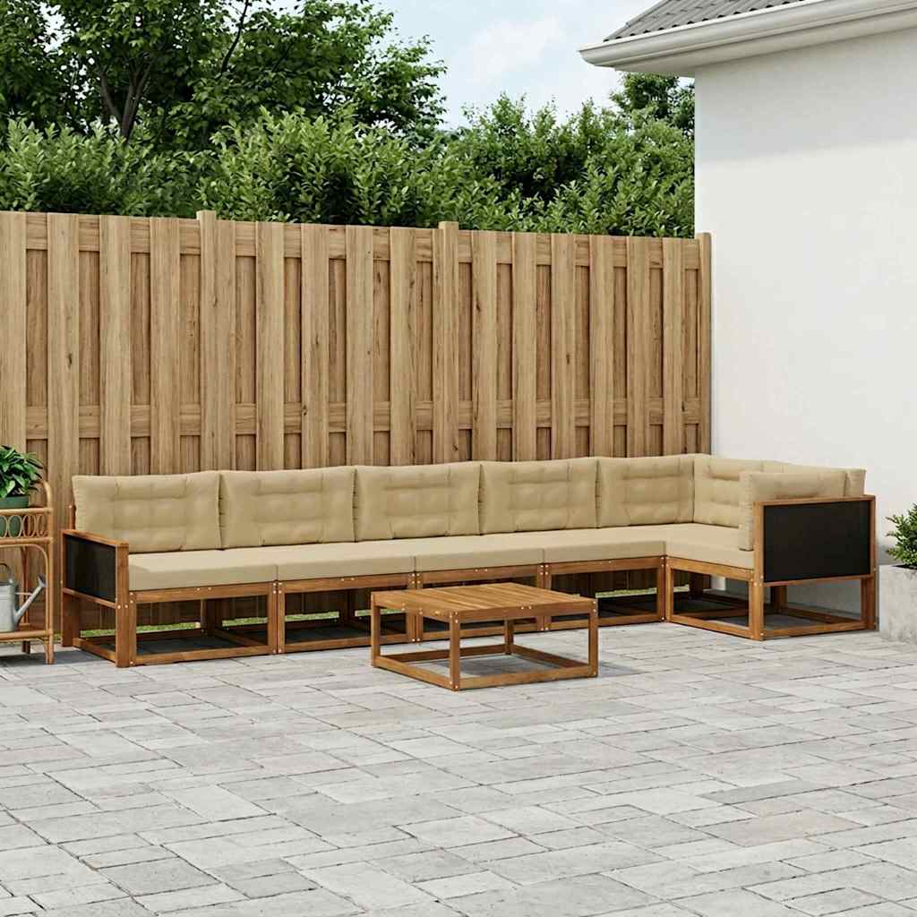 vidaXL Zestaw sof na zewnątrz z poduszką 7 pcs Naturalny i Beżowy