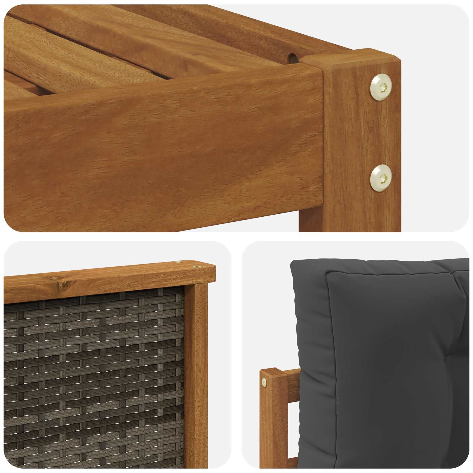 vidaXL Zestaw sof na zewnątrz z poduszką 7 pcs Naturalny i Antracytowy