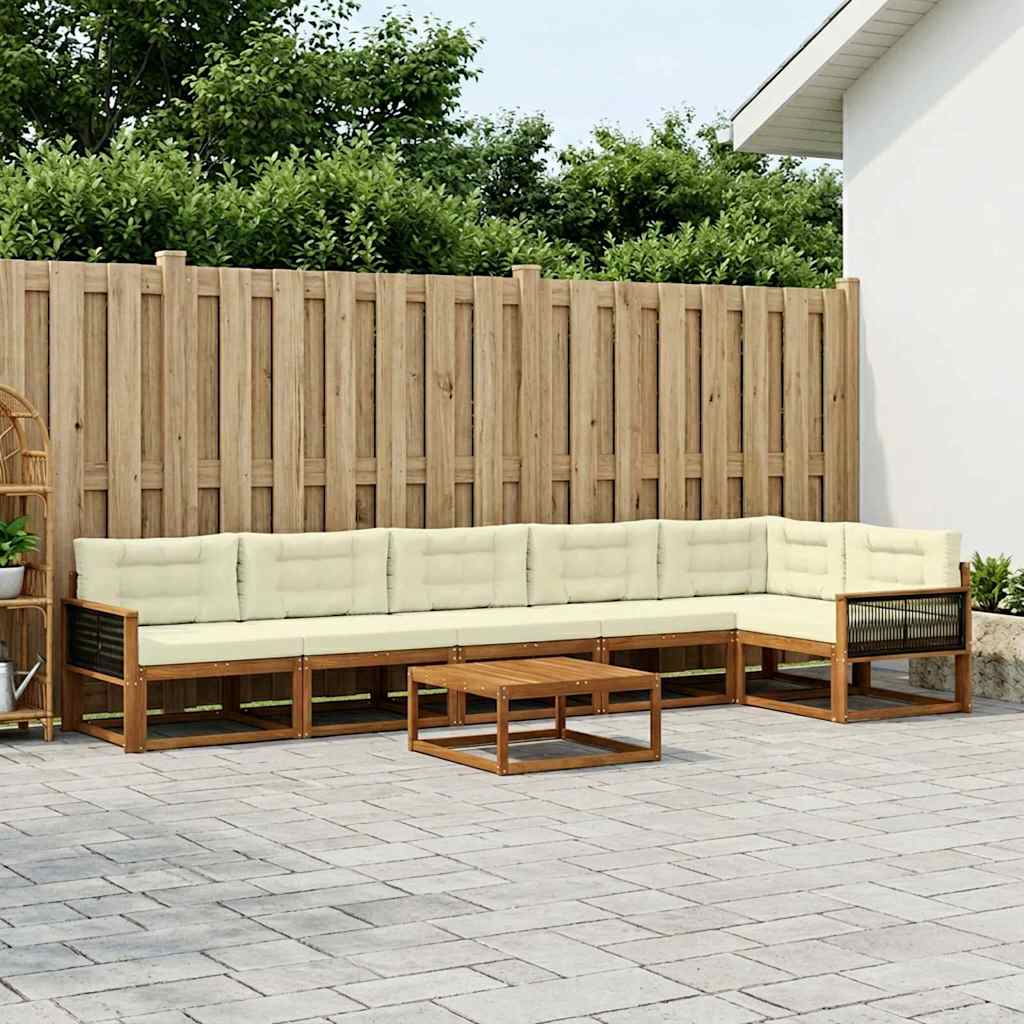 vidaXL Zestaw sof na zewnątrz z poduszką 7 pcs Naturalny i Kremowy