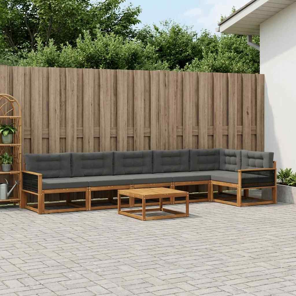 vidaXL Zestaw sof na zewnątrz z poduszką 7 pcs Naturalny i Antracytowy