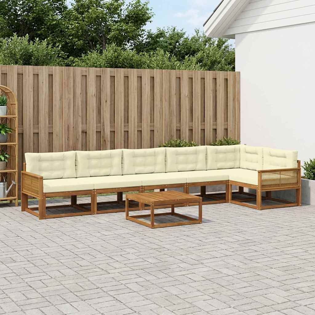 vidaXL Zestaw sof na zewnątrz z poduszką 7 pcs Naturalny i Kremowy
