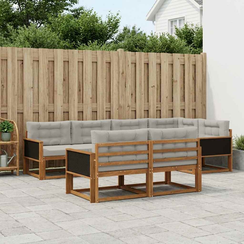 vidaXL Zestaw sof na zewnątrz z poduszką 7 pcs Naturalny i jasnoszary