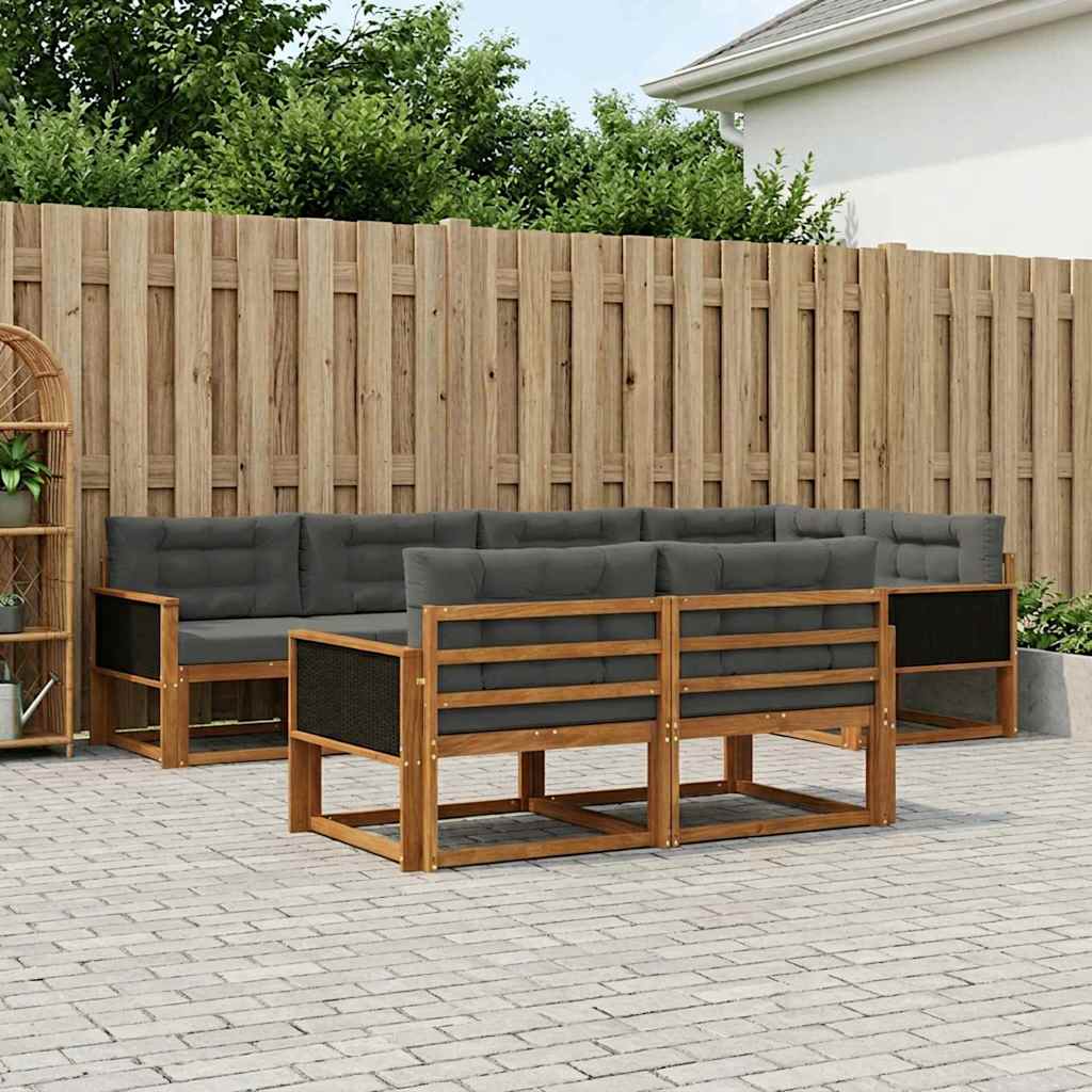 vidaXL Zestaw sof na zewnątrz z poduszką 7 pcs Naturalny i Antracytowy