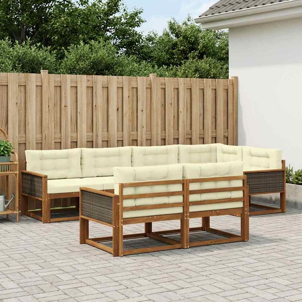 vidaXL Zestaw sof na zewnątrz 8 pcs Naturalny i Kremowy