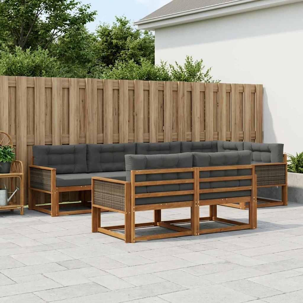 vidaXL Zestaw sof na zewnątrz z poduszką 7 pcs Naturalny i Antracytowy