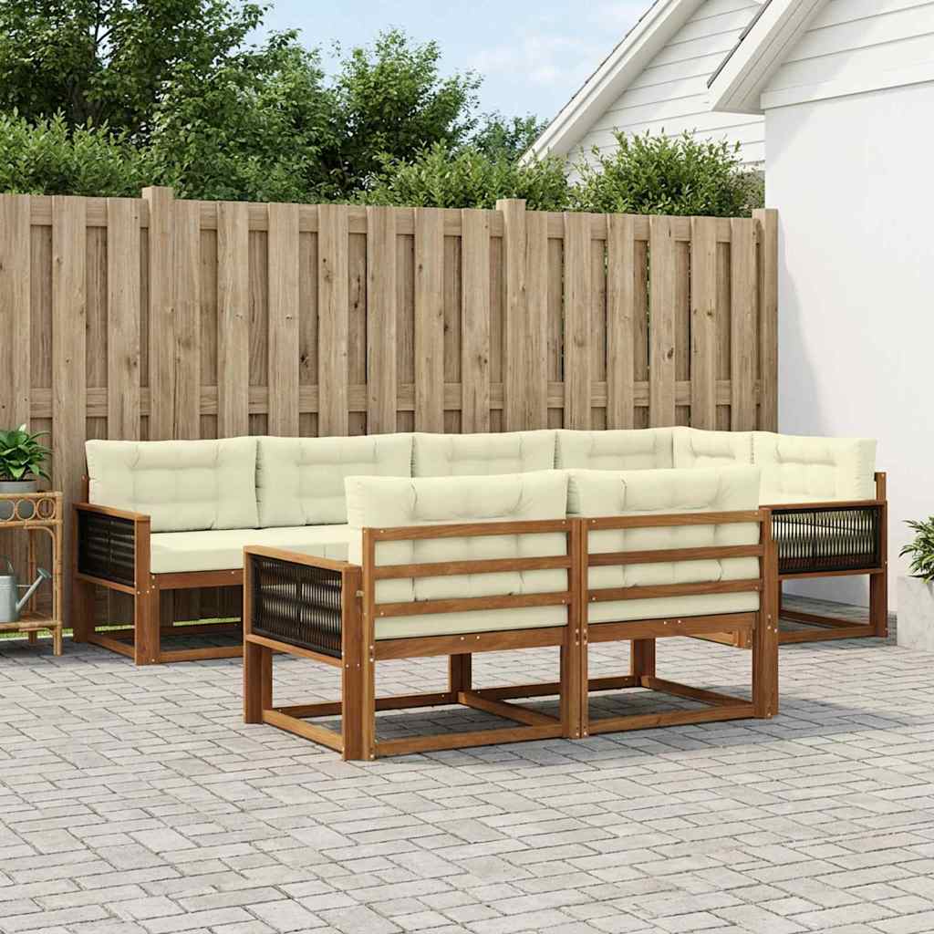 vidaXL Zestaw sof na zewnątrz z poduszką 7 pcs Naturalny i Kremowy